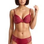 Light-Padded-And-Non-Wired-Demi-Bra-Set-Red