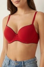 Wired And Push Up Bra - Red - Image 2