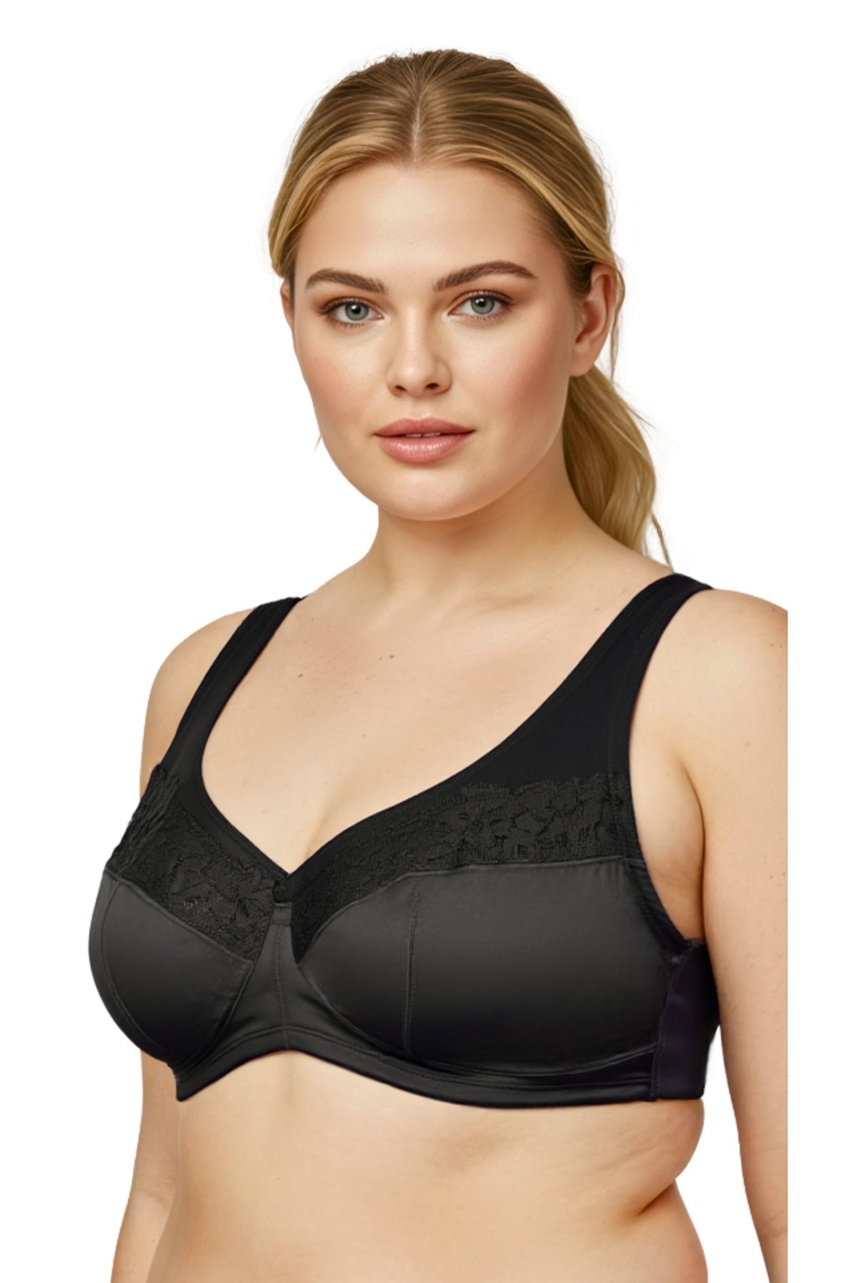 BLS---Daisy-Non-Padded-Minimizer-Bra---Black Luna Padded And Wired Demi Bra - Black - Image 1