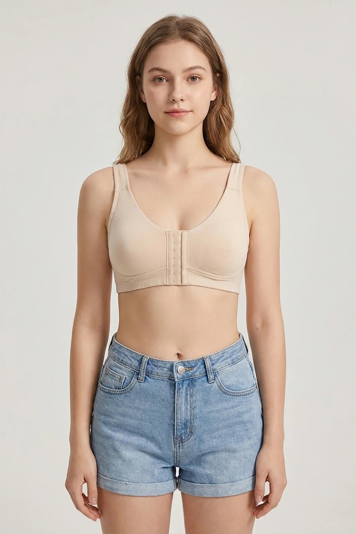 BLS_-_Front_Open_Bra_-_Pink Carole Non Wired And Non Padded Cotton Bra - Vanilla - Image 1